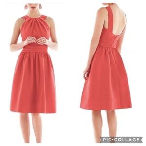 Alfred Sung Cocktail Party Dress Open Back Sleeveless Firecracker Coral Size 6